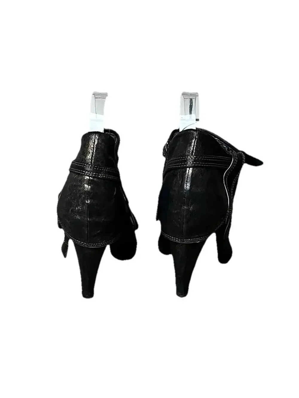 Seychelles Metallic Leather Ankle Booties Women’s 7 Black Distressed Heel Boot